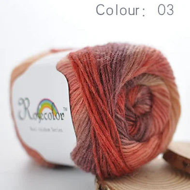 100% rainbow wool yarn 50gr