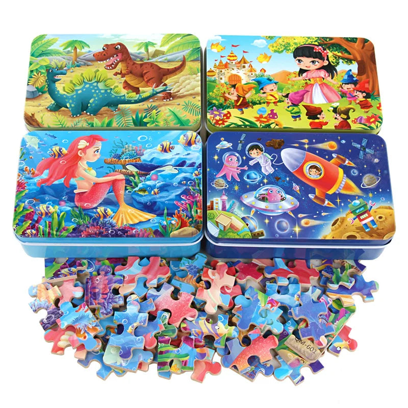 60 Pieces Puzzles for Kids Cartoon Animal Learning Game