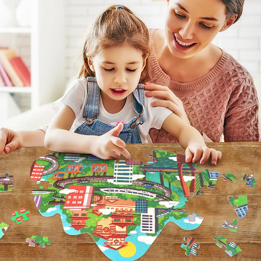 Children's puzzles in the shape of the illustrated theme