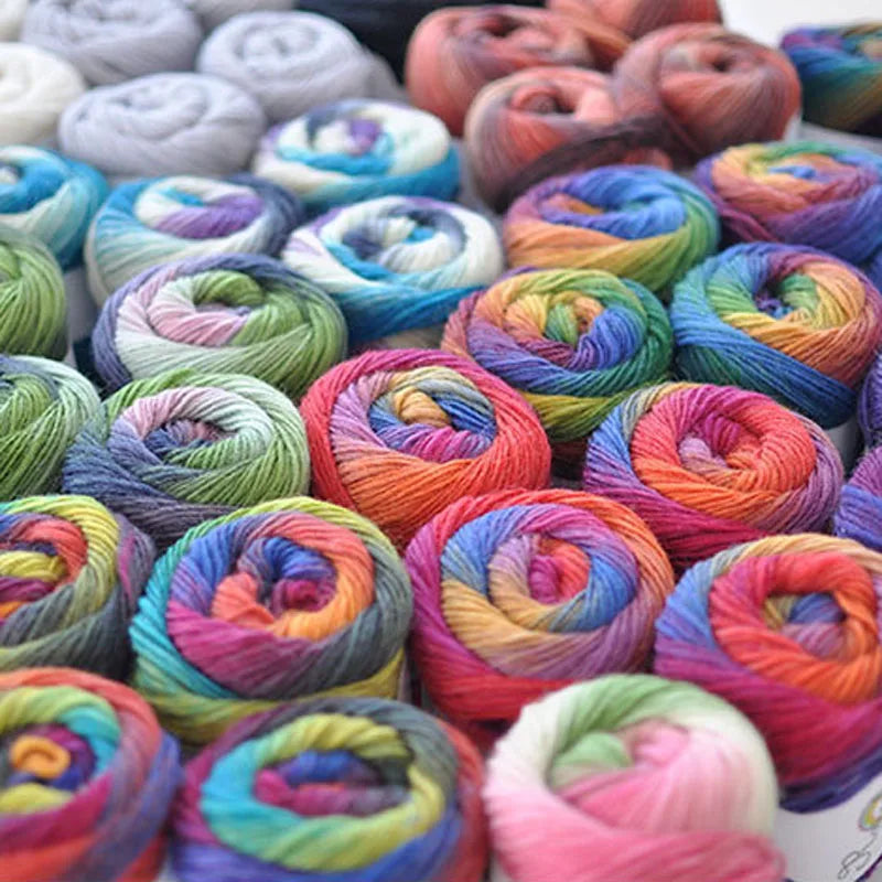 100% rainbow wool yarn 50gr