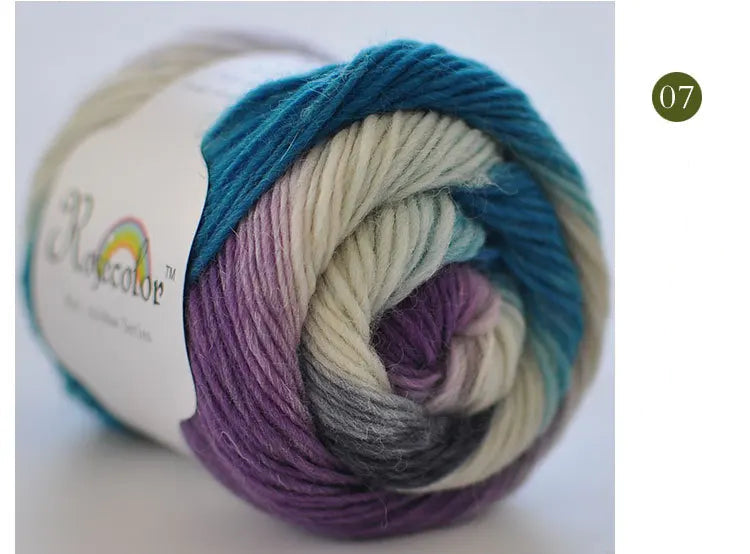 100% rainbow wool yarn 50gr