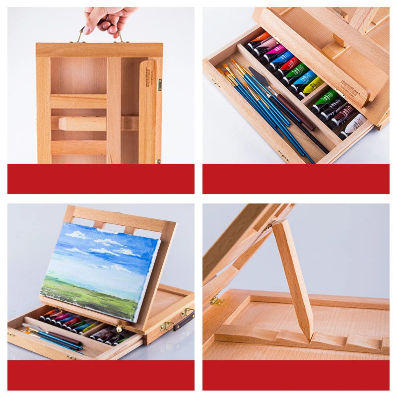 Portable wooden flat easel