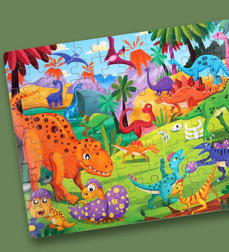 Puzzles pour enfants 100 PCS Cartoon Animal Véhicule pompier Fusée Sirène Cadeau Jeu