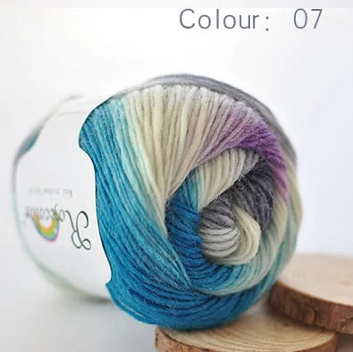 100% rainbow wool yarn 50gr