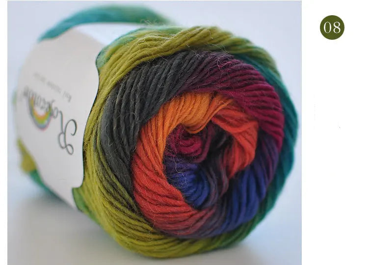 100% rainbow wool yarn 50gr