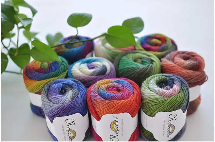 100% rainbow wool yarn 50gr