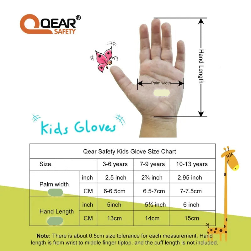 Gardening gloves for children aged 3 to 12 years