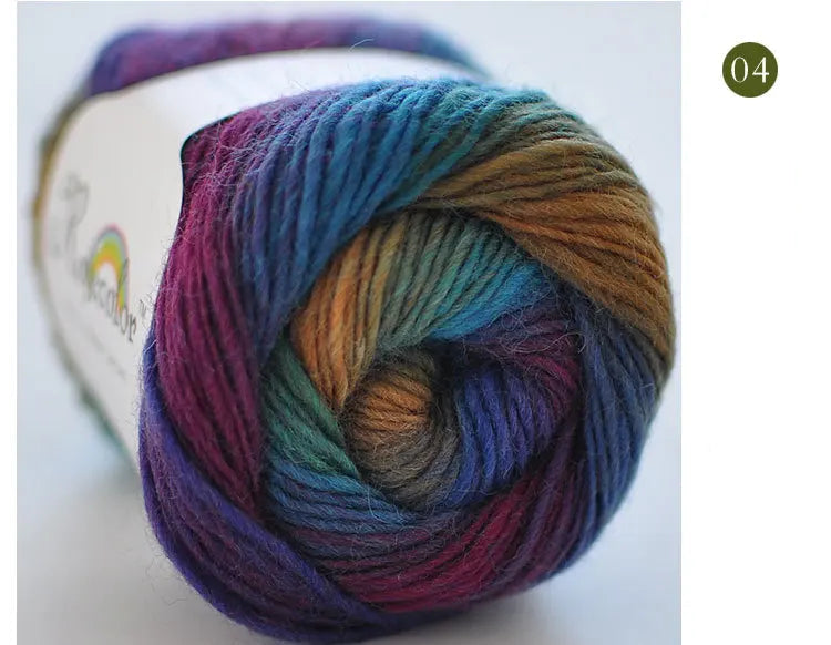 100% rainbow wool yarn 50gr