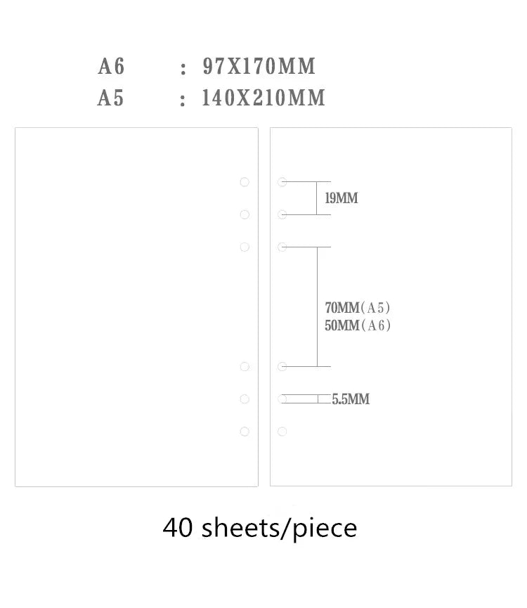 Ring binders, dividers, envelopes, A5 A6 colored refill sheets organization day week month lined sheets and others