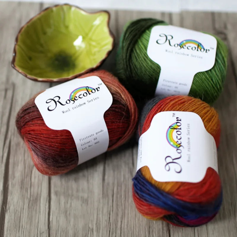 100% rainbow wool yarn 50gr