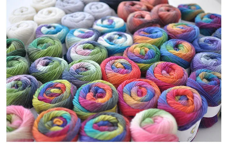 100% rainbow wool yarn 50gr