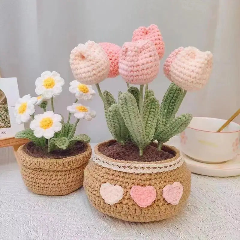 DIY Kit de Crochet pour débutant Fleurs : Tulipe Marguerite Tournesol Rose