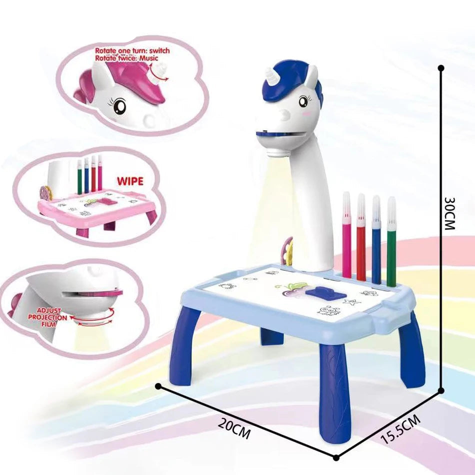 Mesa de dibujo infantil de unicornio