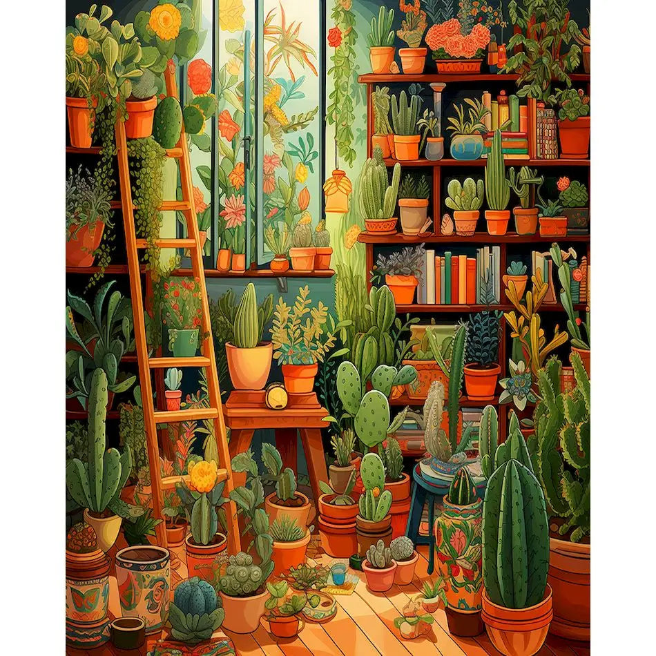 Pintar por números plantas de interior Plantas en maceta Cactus