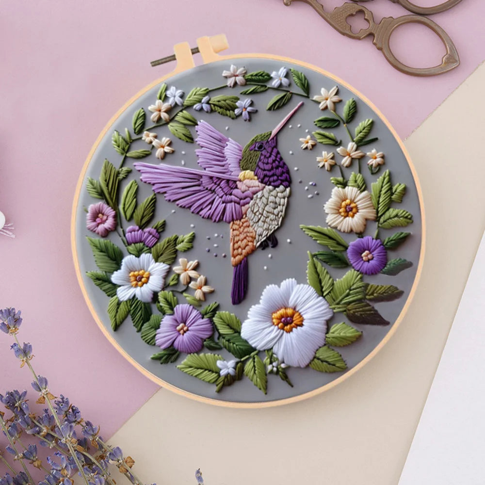 Broderie point de croix Colibri papillon cerf fraises fleurs montagnes