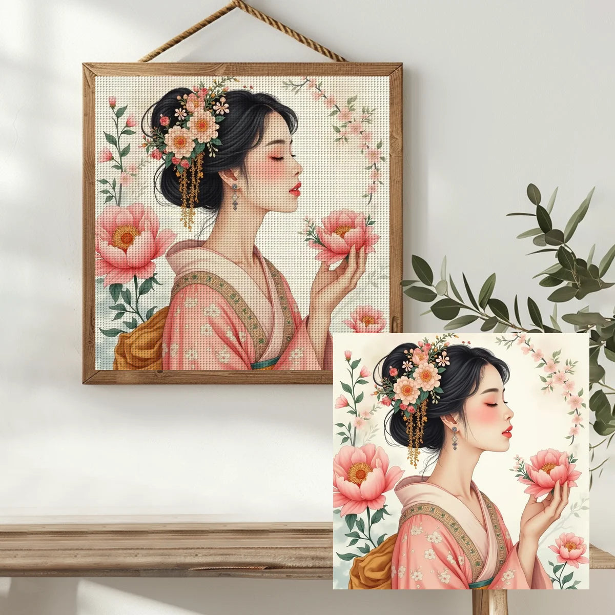 Kit de points de croix estampillé beauté japonaise