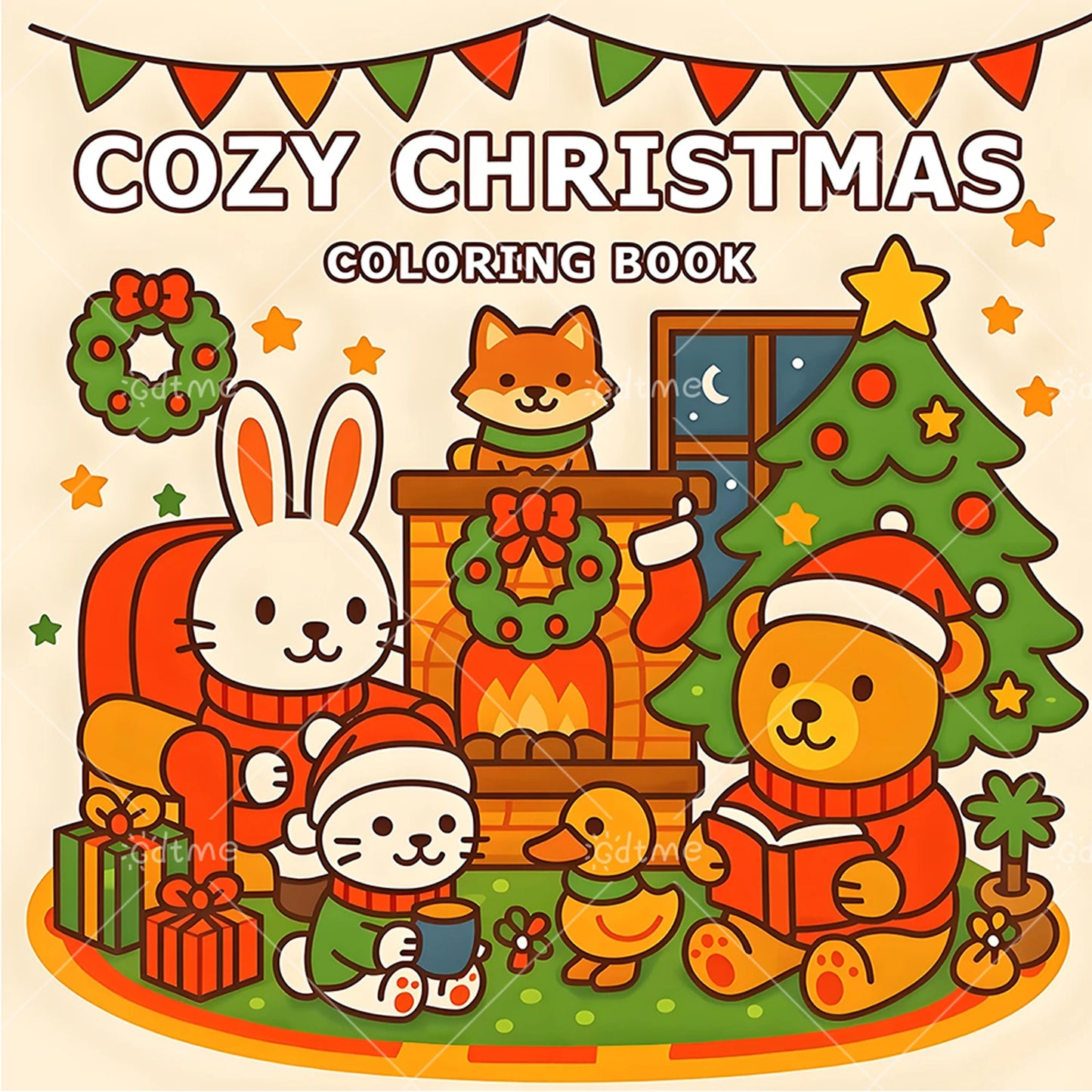 Cozy Christmas coloring book, thick paper for adults and teens, anti-stress, creative and cute drawing book