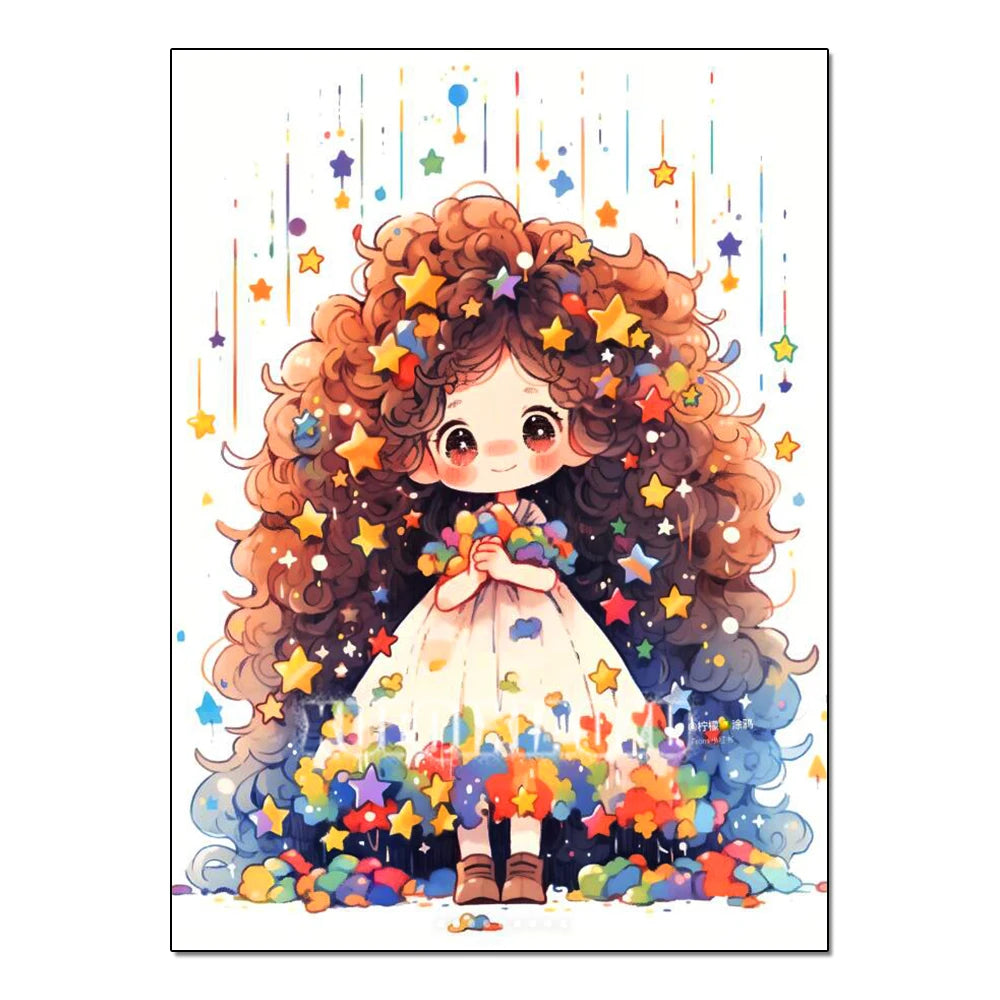 Pintura de diamante de chica estrella kawaii