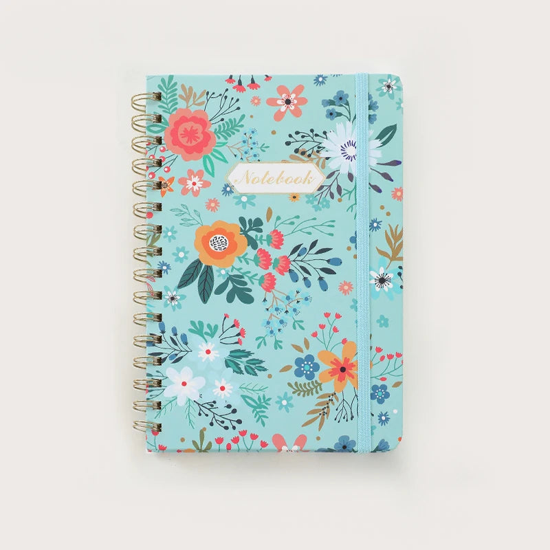 Cuadernos espirales con bonitas flores, tapa dura, 5,5 x 8,3 pulgadas, 160 páginas