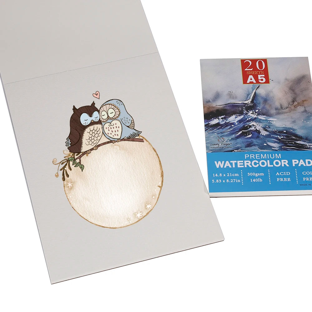 A3/A4/A5 140lb/300gsm 20 Sheets Cold Pressed Watercolour Paper Pad