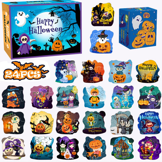 24 Puzzles d'Halloween : Fantôme, Citrouille, Sorcière