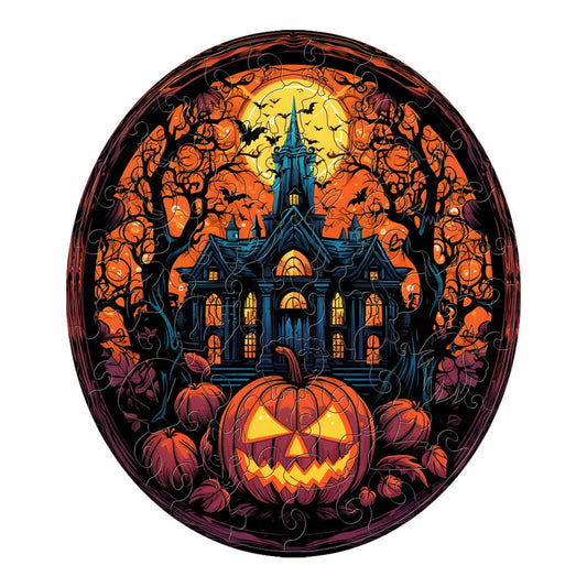 Puzzle en bois maison hantée d'Halloween