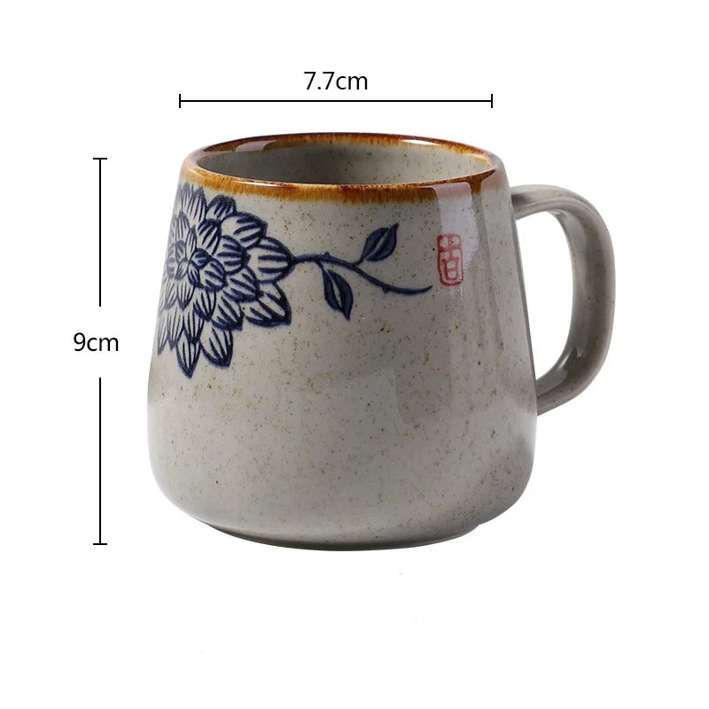 Tasse de style japonais rétro de 380ml avec ou sans couvercle et cuillère