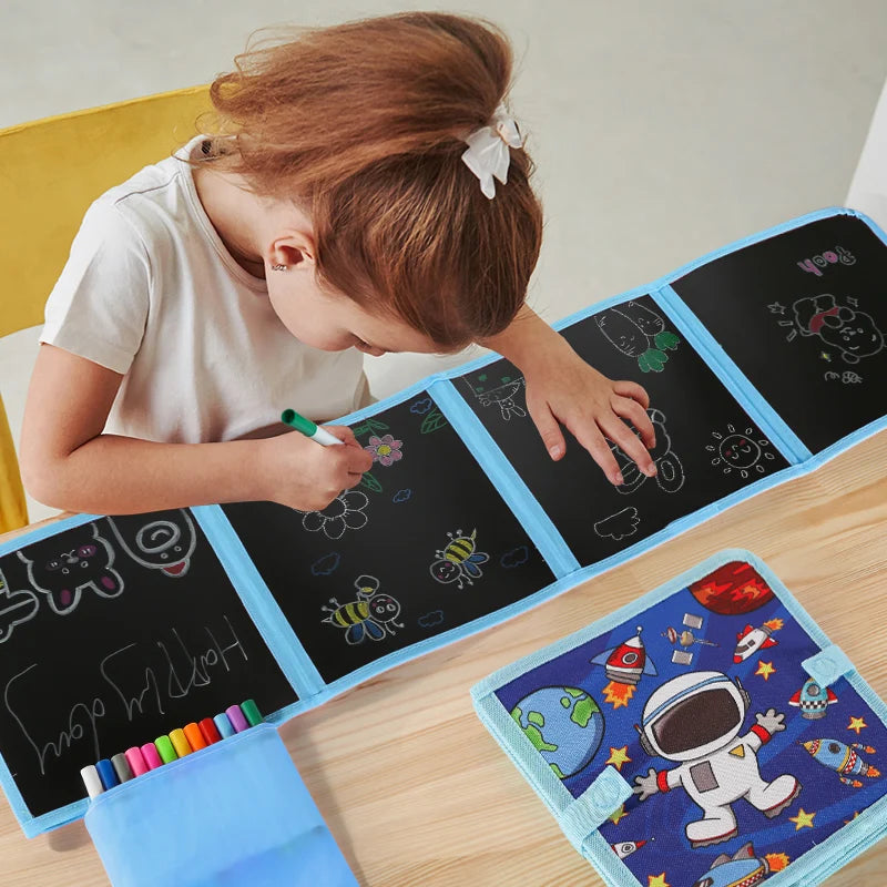 Reusable Folding Drawing Book for Kids with 12 Colored Pens