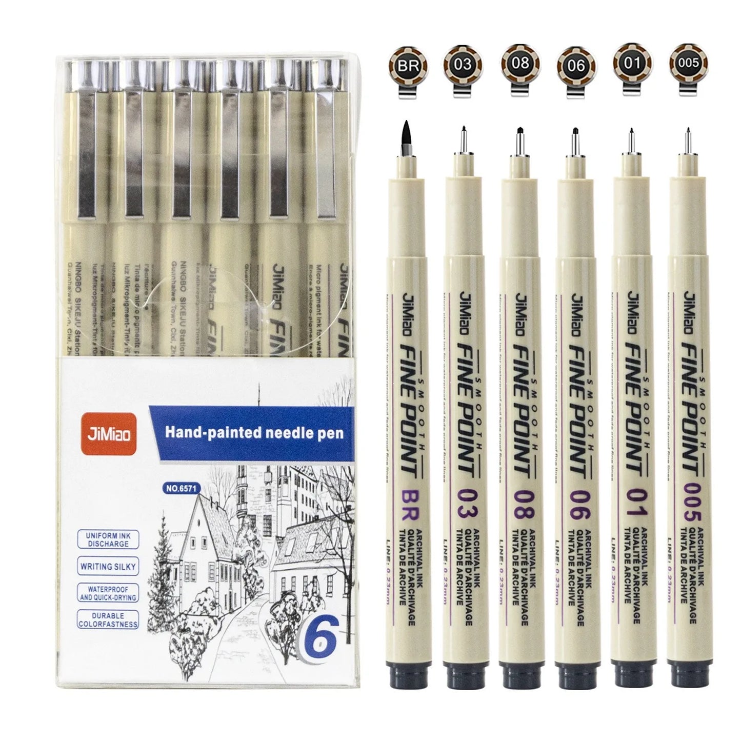 Ensemble de 6 / 9 ou 12pcs de stylos à croquis Stylos micron Art du Manga