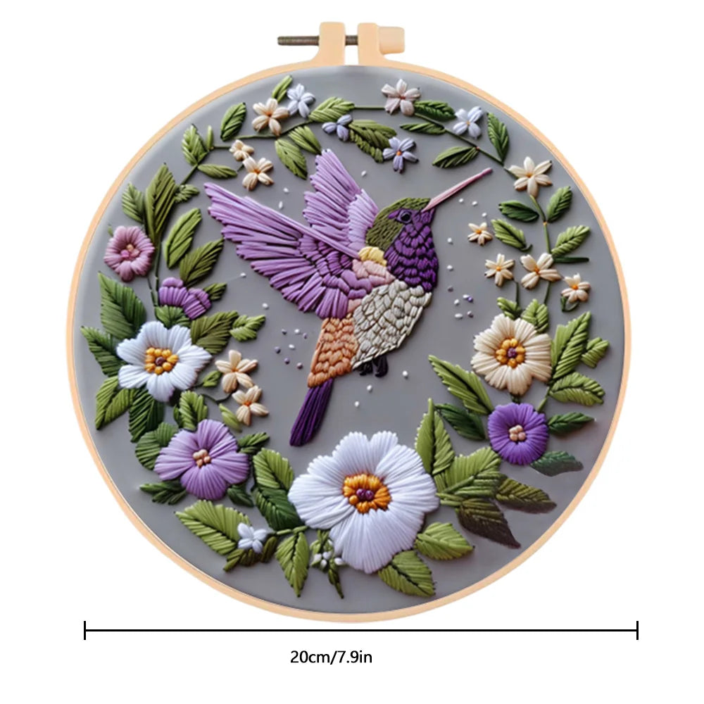 Broderie point de croix Colibri papillon cerf fraises fleurs montagnes