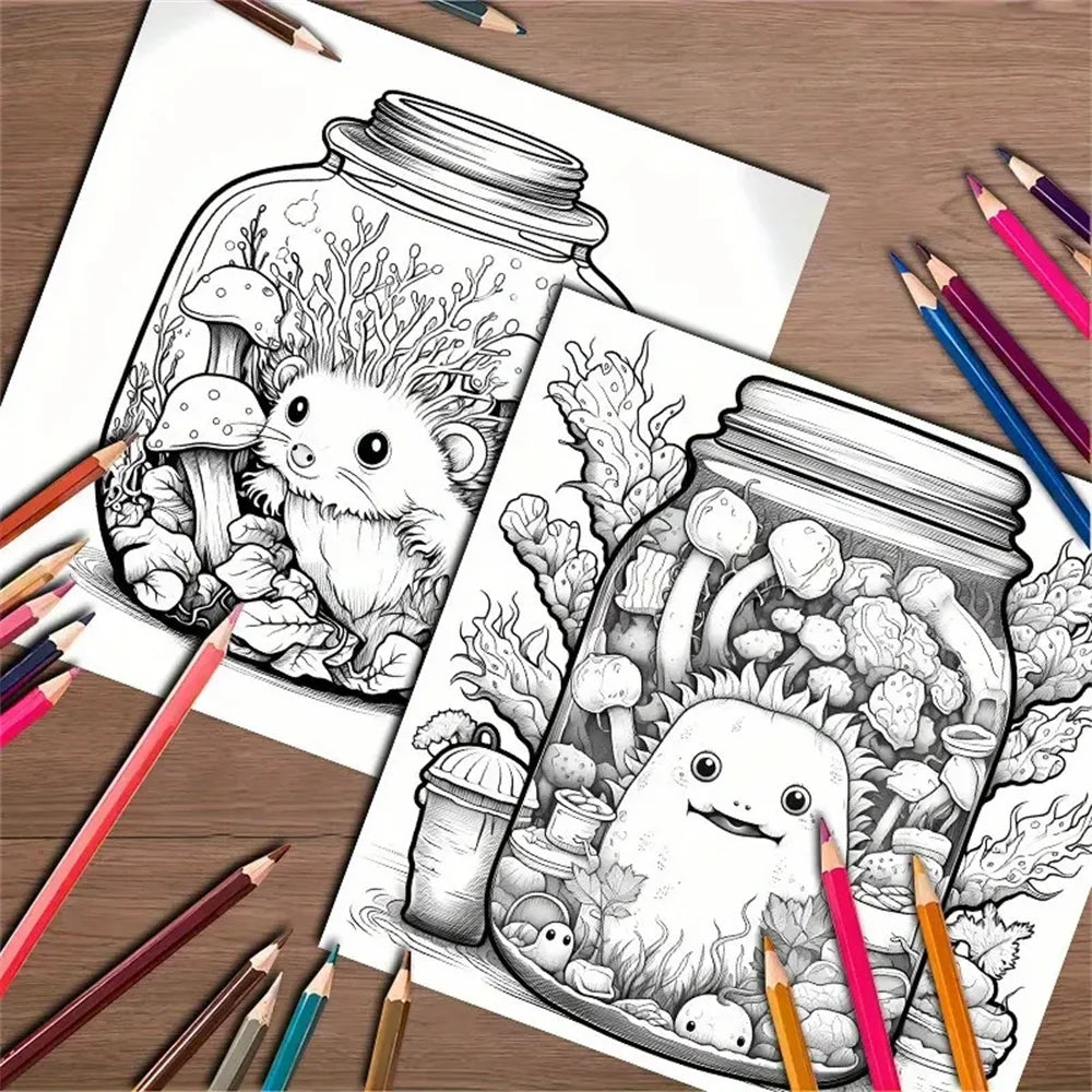 Livre de coloriage jar magique pour Adulte et adolescent 20 pages Anti-stress