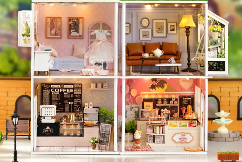 DIY models shops, living room, bedroom Dollhouse