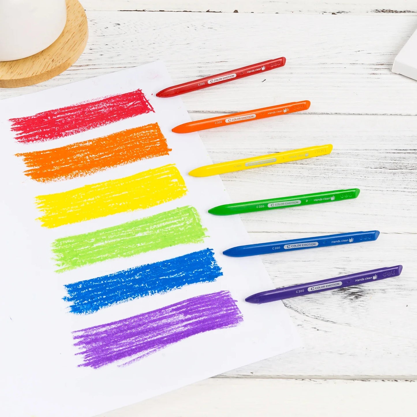 Crayon de cire Deli 12/24 Couleurs lavable Non-toxique pour enfant