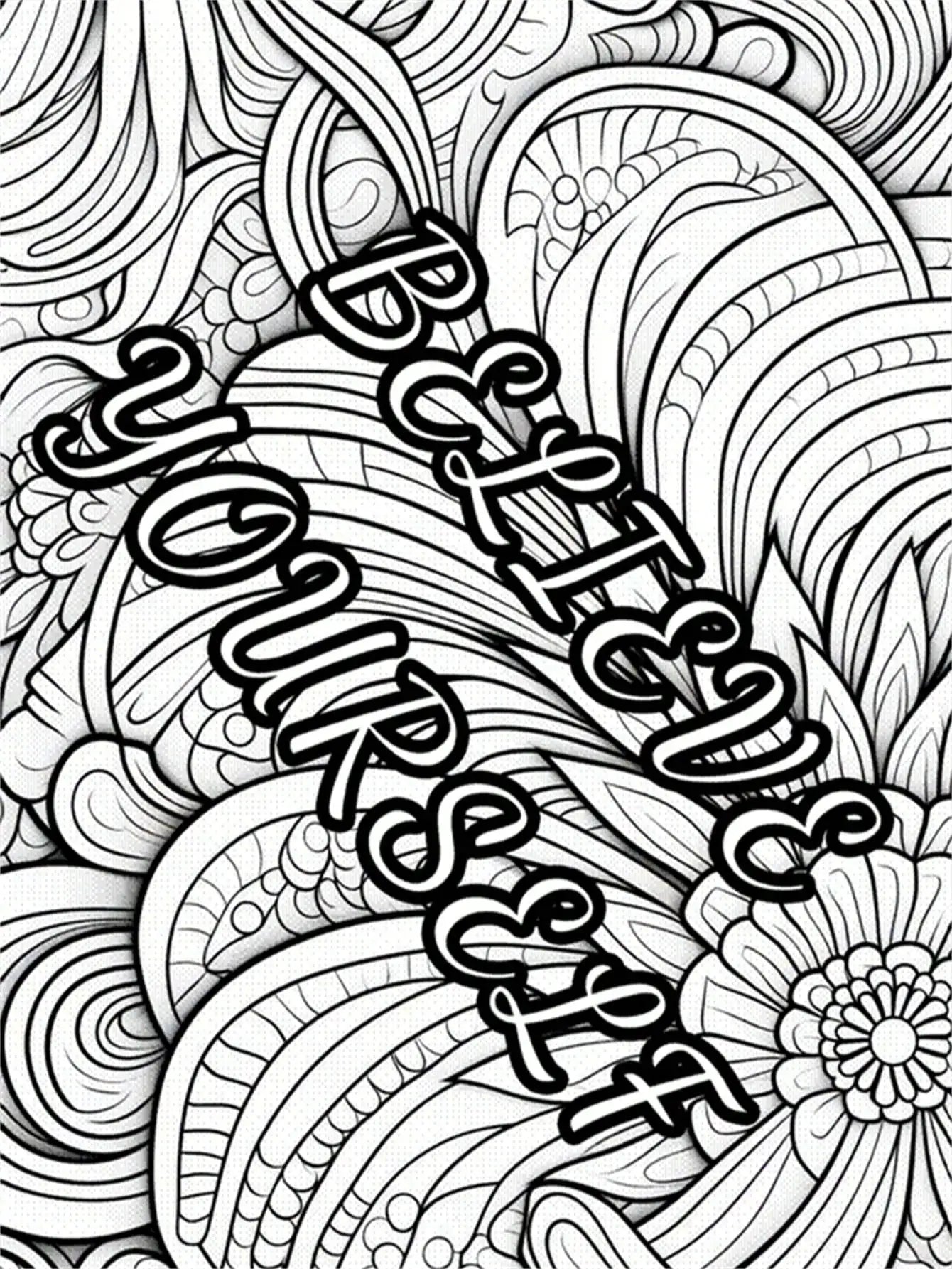 Livre de coloriage 22 pages anti-stress avec phrase de motivation