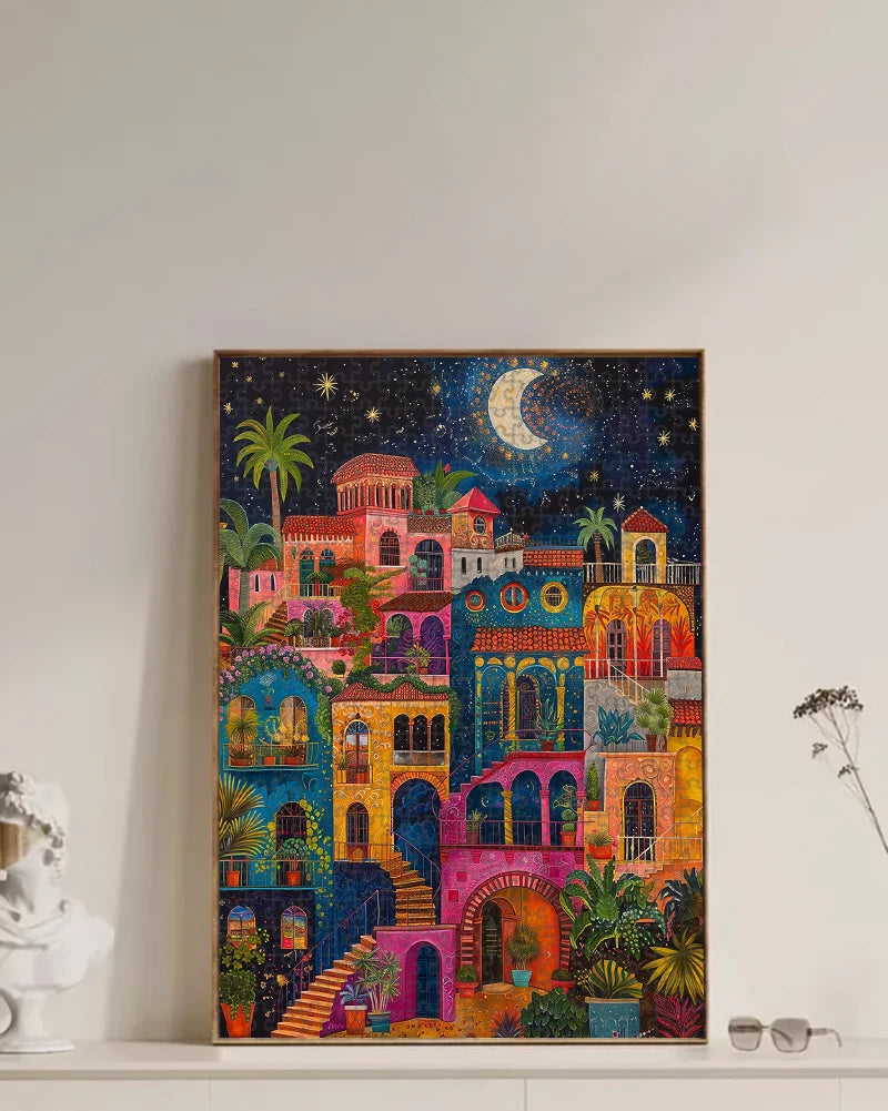 Puzzle 1000 Pieces pour adulte Ville colorée dans la nuit