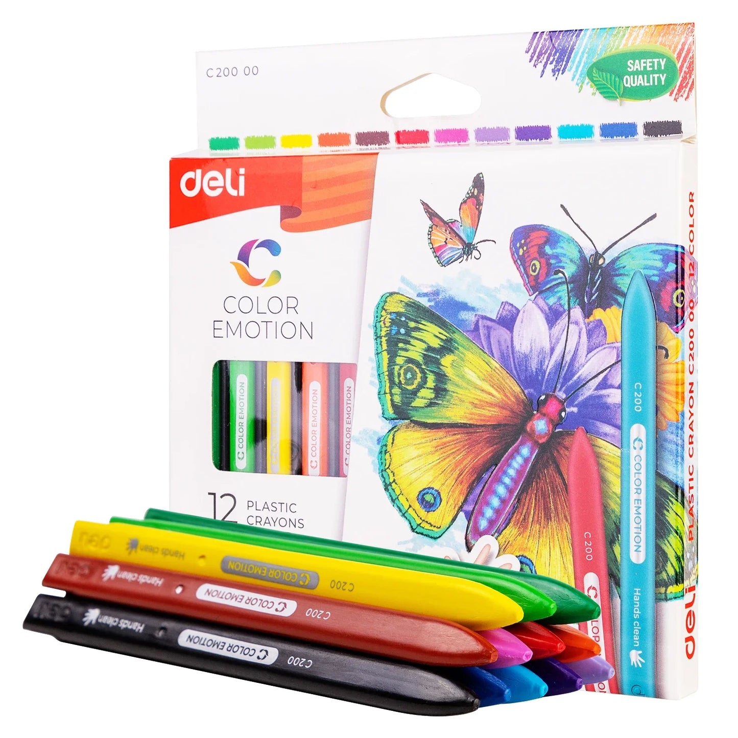 Crayon de cire Deli 12/24 Couleurs lavable Non-toxique pour enfant