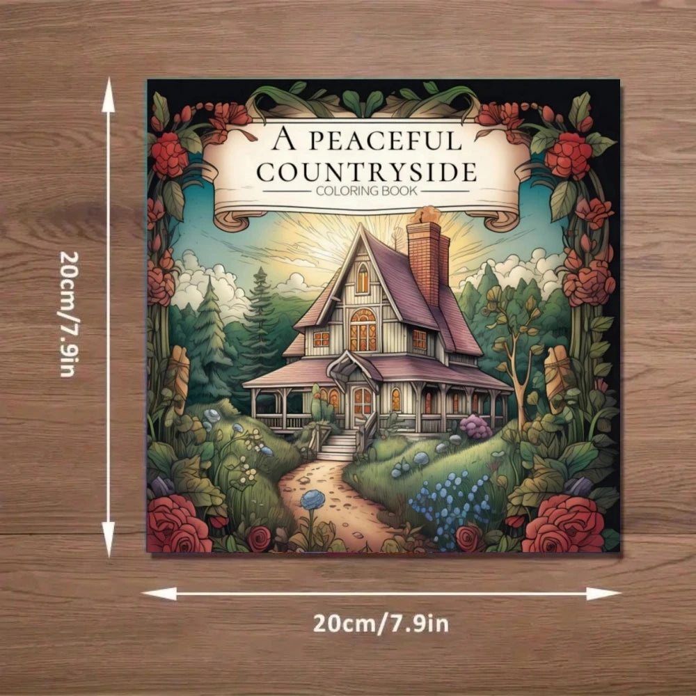 22 Pages Anti-Stress Coloring Book Peaceful Countryside