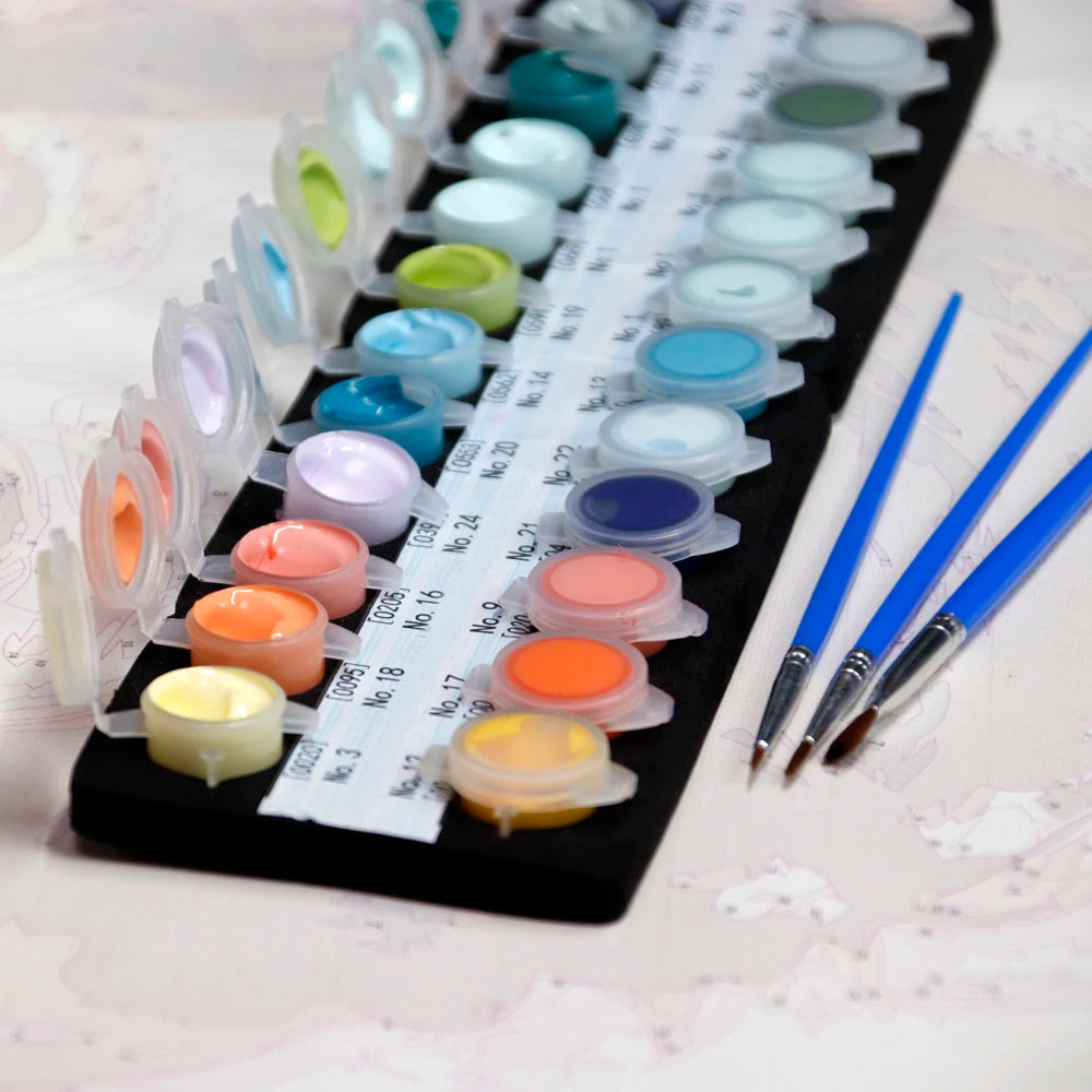 Kit de peinture par numéros pour adulte, petit poisson jouant dans l'eau