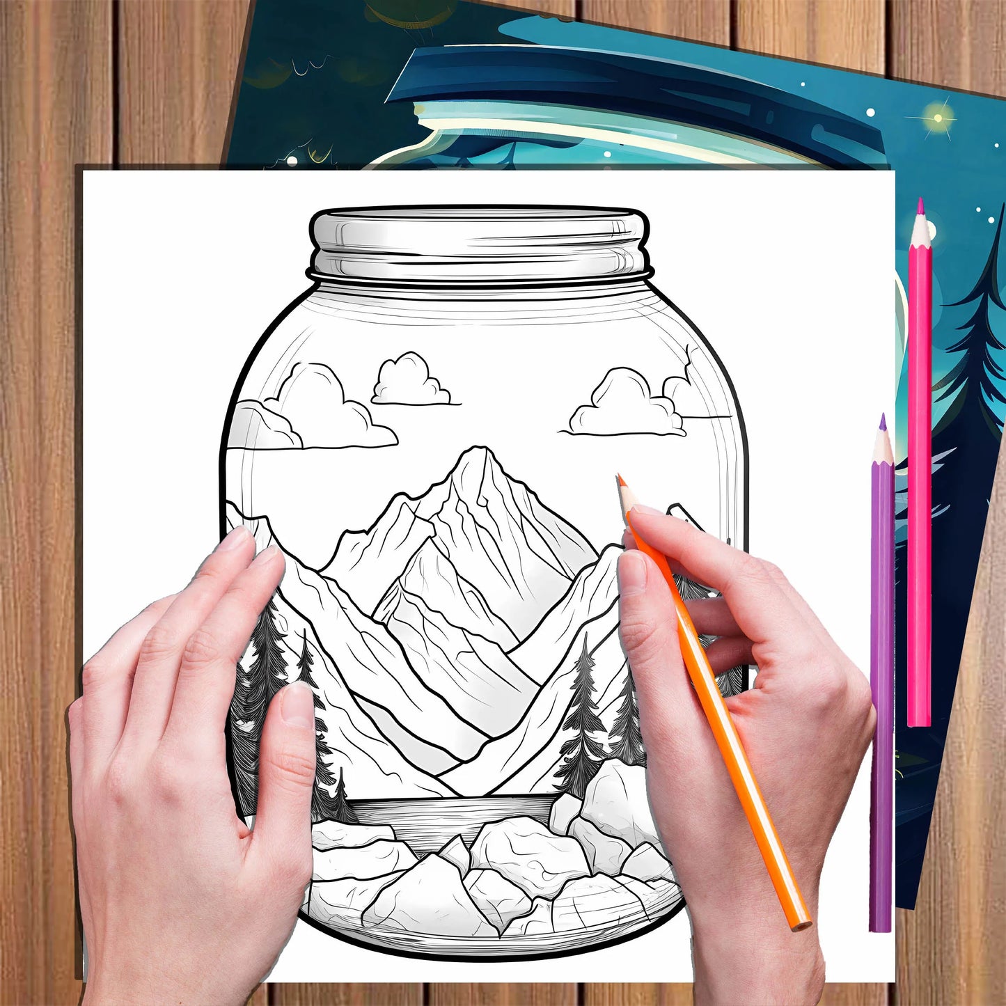 World in a Jar Adult Coloring Book