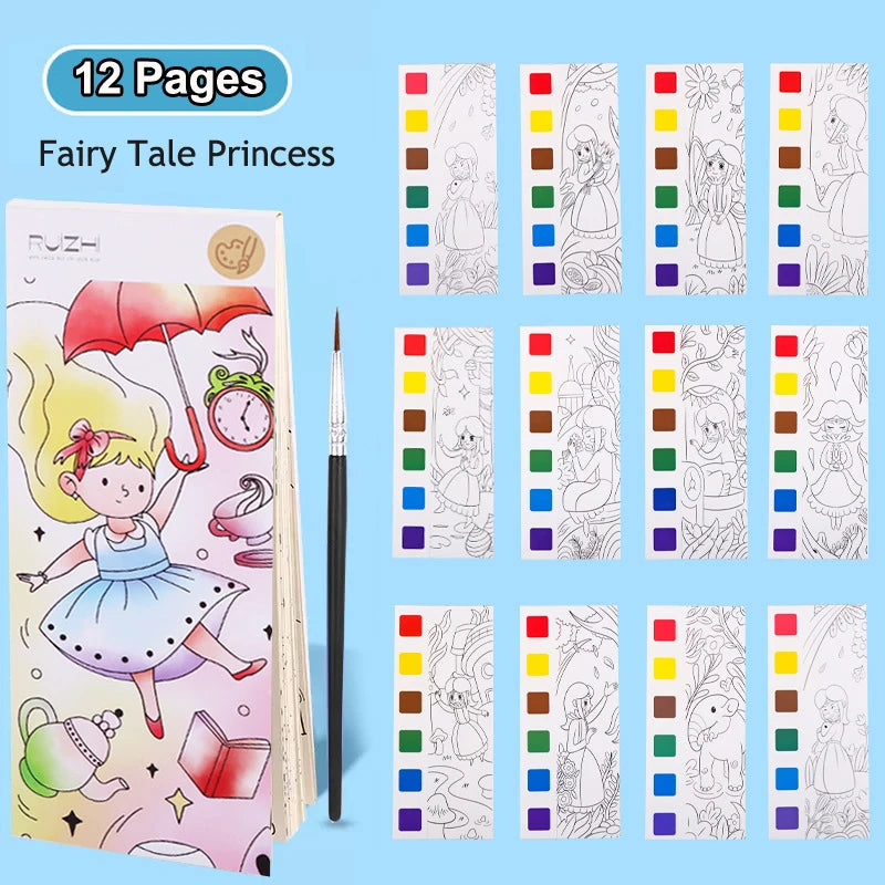 Books of 12 or 20 sheets of paper to paint with water paint for children