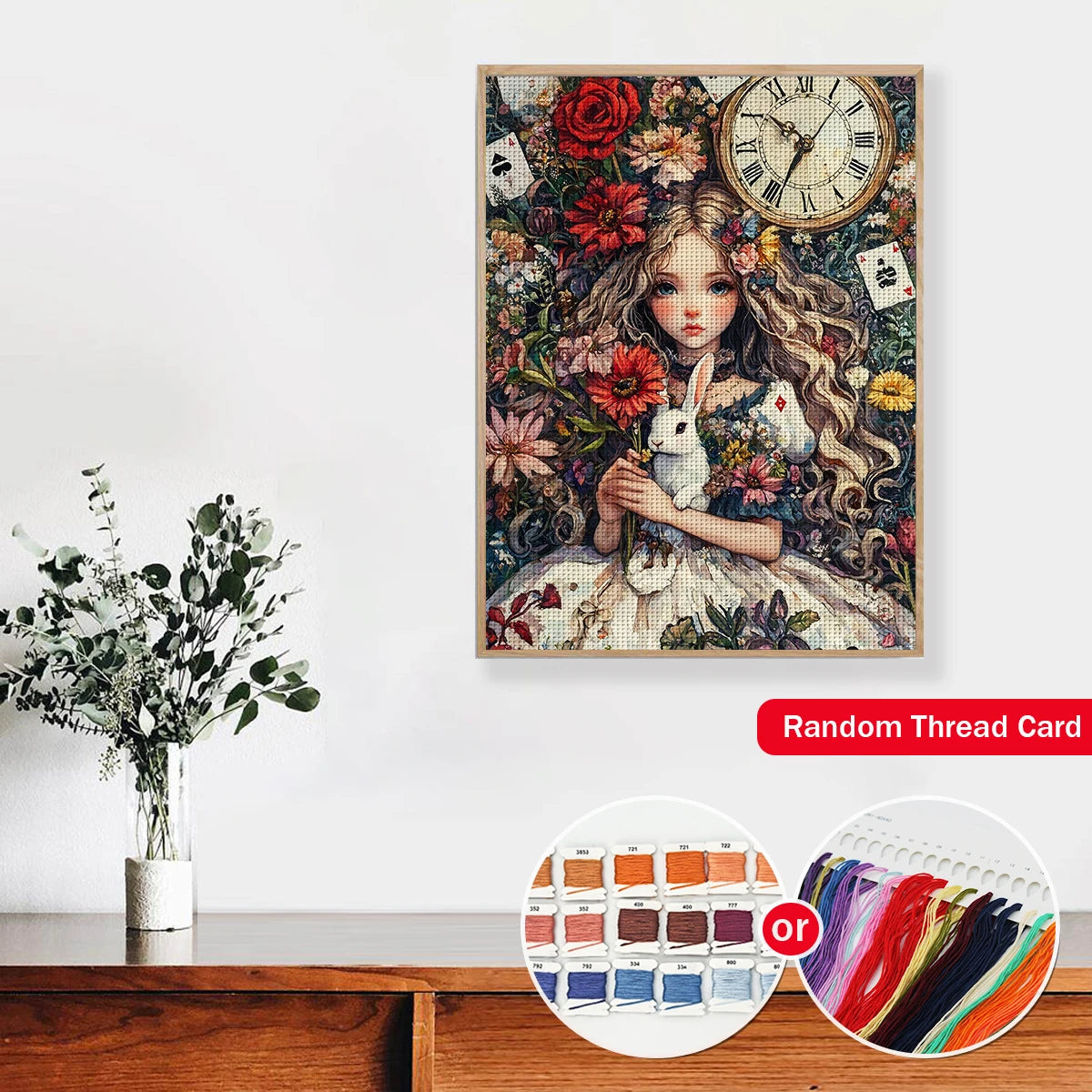 Kit de point de croix 11CT/14CT estampillé Alice au pays des merveilles