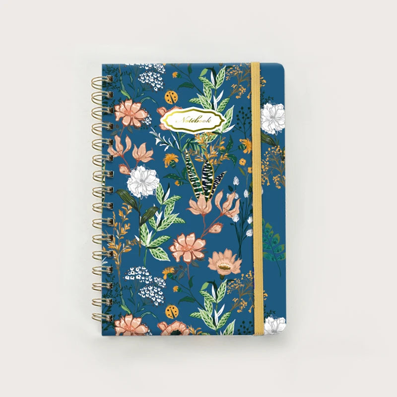 Cuadernos espirales con bonitas flores, tapa dura, 5,5 x 8,3 pulgadas, 160 páginas