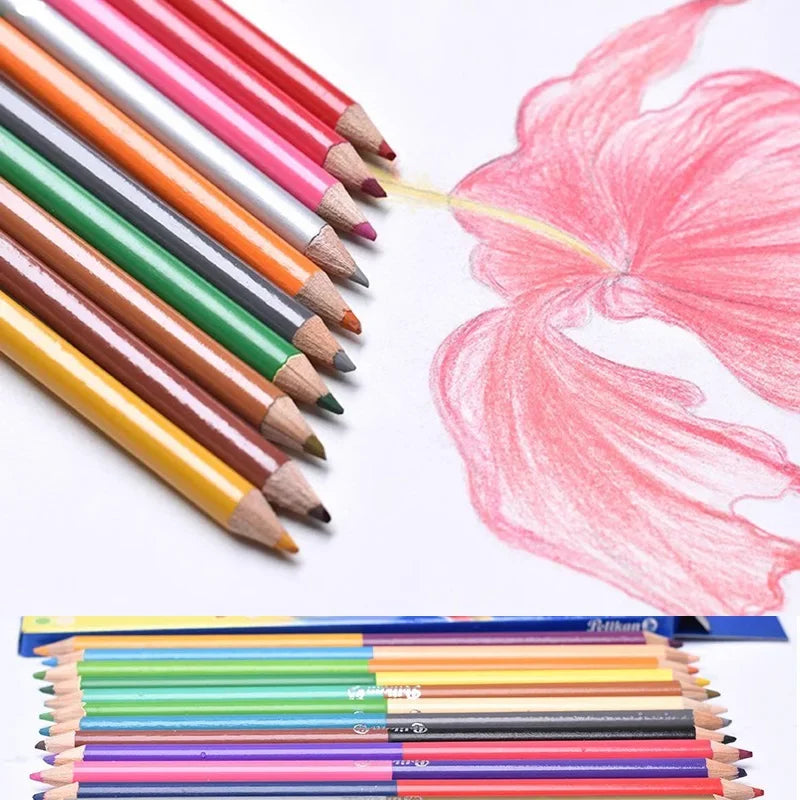 12 crayons de couleur à double pointe pour enfants 24 couleurs