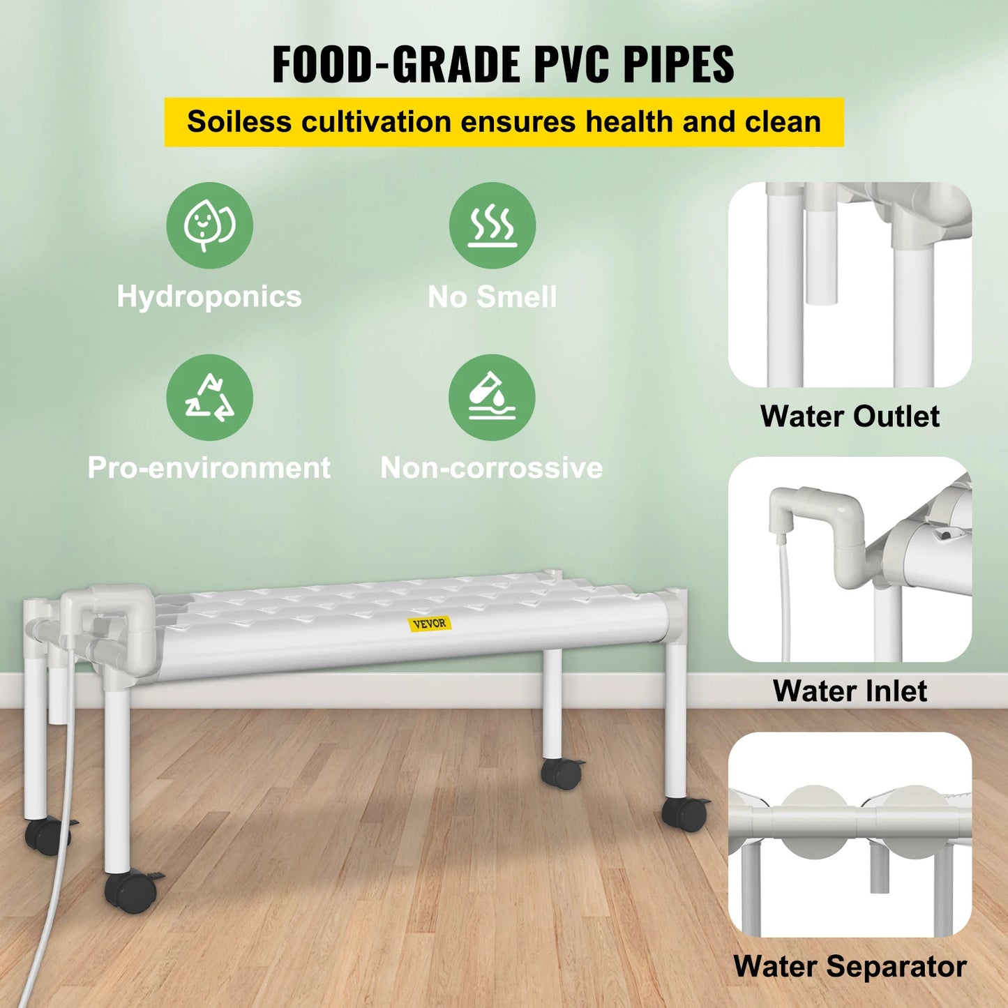 VEVOR Hydroponic System 36/54/72/90/108 Slots 1/2/3/4 Tiers 4/6/8/10/12 Tubes