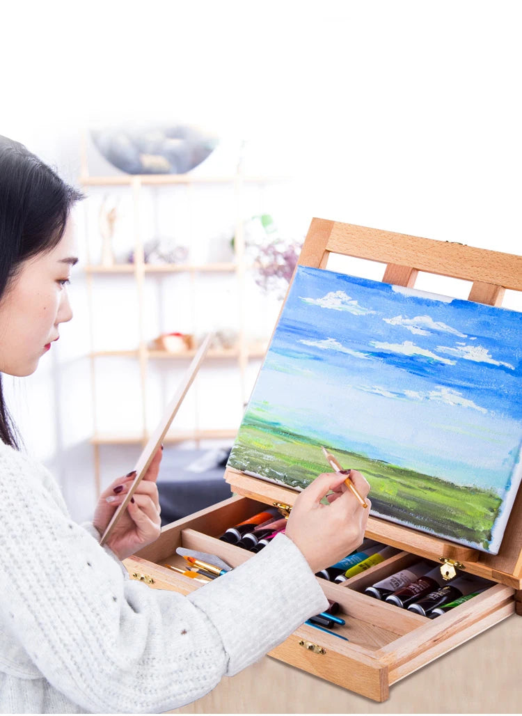 Portable wooden flat easel