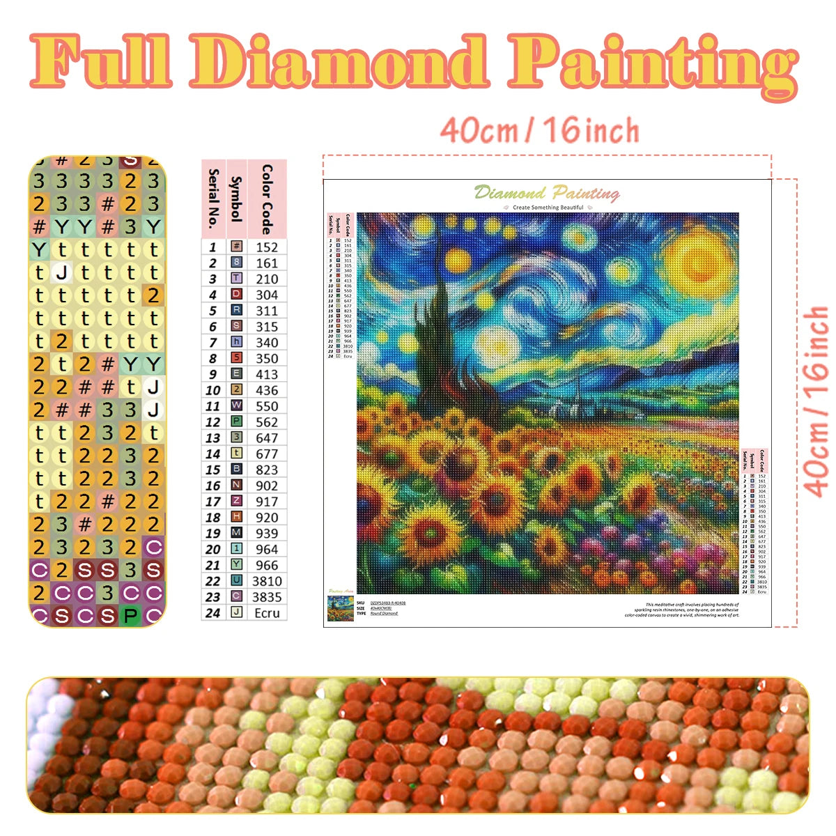 Peinture à diamant ciel étoilé inspirée de Van Gogh