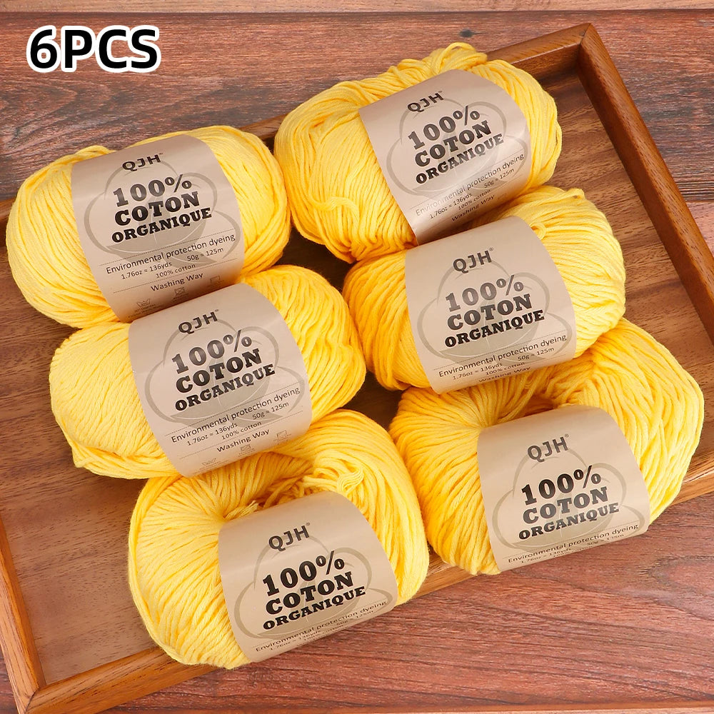 6 Pelotes de Laine en Coton doux 50gr x 6