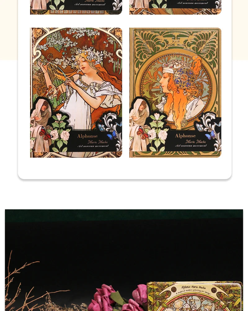 Retro notebook of Mucha's works