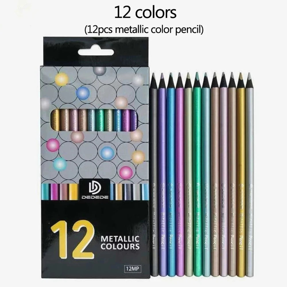 12 crayons de Couleur Métallique