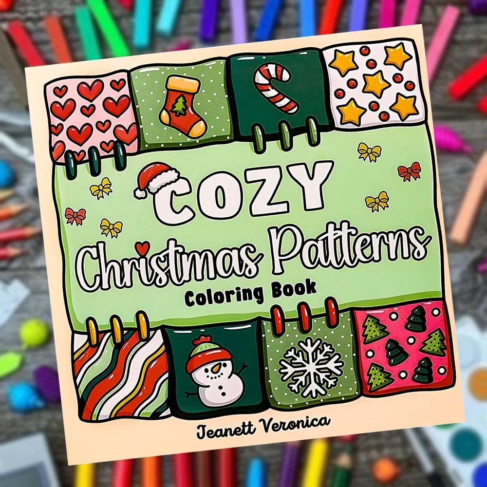 Livre de coloriage de Cozy Christmas Patterns. 41 pages, thèmes mixtes, édition Deluxe